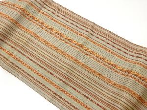 縞に花模様織出し名古屋帯